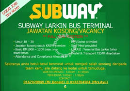 Search part time career opportunities, data entry, teaching vacancies in lahore government and private companies with good salary package to apply online. Sandwich Artist Crew Subway Larkin Jobs Available In Johor Bahru Johor Mudah My