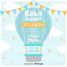 Baby Shower Invitation Free Vector Free Vector Freepik Free Hot Air Balloon Baby Shower Invitations Baby Shower Invitations For Boys Boy Shower Invitations