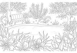 Welcome back the warm weather with these spring coloring sheets. Printable Small Pond Landscape Coloring Page For Both Aldults And Kids