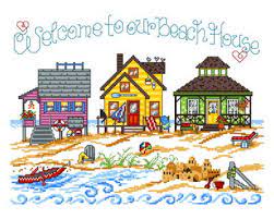 Camping cross stitch patterns and kits. 3 Beach Houses Cross Stitch Pattern By Ursula Michael Crosstitch Com