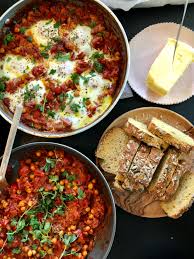 Use up those left over veg in this warming slow cooked treat that is good for any time of the year. One Pan Chickpea Shakshuka Melissa Hemsley