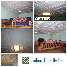 You could also possibly replace each tile with a piece of beadboard the same size. Basement Remodel With Ceiling Tiles By Us Giveaway Finding Zest