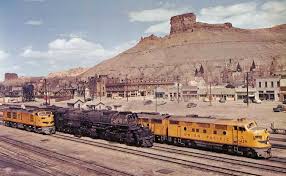 A Union Pacific Publicity Photo Taken At Green River Wyoming Circa 1952 From Left To Right Is First Gene Union Pacific Railroad Railroad Photography Railroad
