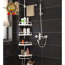 4 tier bathroom shower corner shelf adjustable telescopic organiser storage rack bathroom kitchen corner valet organizer holder. Ekea Adjustable Telescopic Bathroom Corner Shower Shelf Rack 4 Tier Caddy Organiser Wall Corner Rack Space Saving Shopee Malaysia