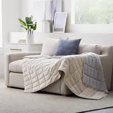 A weighted blanket should not weigh more than 10% of the user's body weight. Center Yourself Dual Sided Weighted Blanket Dr Oz Sleep