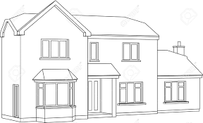 How to draw a room with one point perspective. A 3d Two Point Perspective Line Drawing Of A Two Storey Detached Royalty Free Cliparts Vectors And Stock Illustration Image 10043634