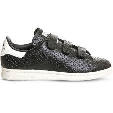 Adidas Black And White Striped Shoes Adidas Stan Smith Cf Mock Croc Trainers 87 Liked On Polyvore Featuring Shoes Sneakers Black White Croc L Adidas Shoes Women Sneakers White Tennis Shoes