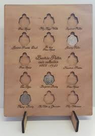 Quality Wood Beatrix Potter 50 Pence Coin Chart Bespoke Collectors Gift On Stand