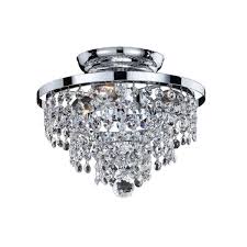 Glow Lighting Vista 3 Light Silver Chrome And Crystal Incandescent Flush Mount Light 628ac10sp 7c The Home Depot