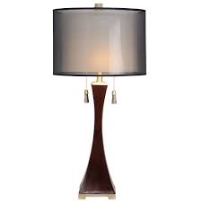 Stylecraft 32 5 In Espresso Table Lamp With Grey Hardback Fabric Shade L32819ds The Home Depot Table Lamp Wood Table Lamp Buffet Table Lamps