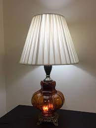 3.3 out of 5 stars. 1970s Vintage Table Lamp With Cast Antique Brass Metal Base Amber Brown Molded Glass Base With Diffuser And Night Light 3 Wa Vintage Table Lamp Table Lamp Lamp