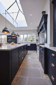 Our Latest Kitchen Project Guildford Mixes Dark Cabinetry With Contrasting Carrara Latest Kitchen Designs Open Plan Kitchen Living Room Interior Design Kitchen