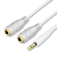 AUX kablosu 3.5mm ses jak ayırıcı, erkek ila 2 kadın kulaklık mikrofon y  adaptör kablosu telefon dizüstü bilgisayar, siyah