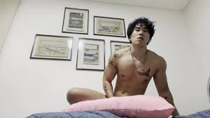 Asian guy humping pillow and jerk off