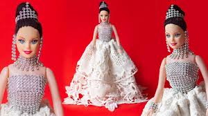 How To Make Barbie Wedding Dress Diy Barbiedoll In Sparkling Dress Barbie Wedding Dress Diy Dress Diy Wedding Dress