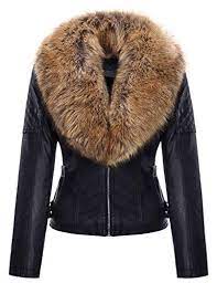 Geschallino Women S Faux Leather Jacket With Detachable Faux Fur Collar Fleece Lined Moto Biker Jacket With Pocke Womens Fashion Fashion Fashion Clothes Women
