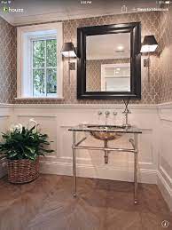 See more ideas about chair rail, dining room design, home decor. Graphic Wallpaper Powder Room Design Traditional Powder Room Home