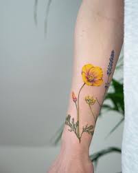 Our goal is to be unique and welcoming. Botanical Tattoos On Instagram California Poppy Botanical Tattoo Tattoos Flower Tattoo