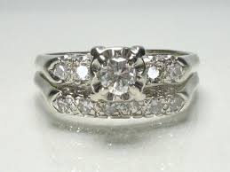 Vintage Diamond Wedding Ring Set 0 56 Carats Appraisal Wedding Ring Sets Vintage Wedding Rings Vintage Diamond Wedding Rings Sets