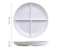 White 4 Compartment Divided Plates Snacks Tray Dinner Plate,Food Grade Fruit Plates BPA Free - 1Pack