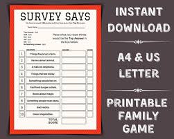 Ideally suited readymade household quizzes, native individuals that end to the successful job hunting. Printable Survey Says Family Feud Family Fortunes Etsy Family Feud Feud Quiz Questions And Answers