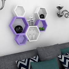 Shelf Set Of 6 Hexagon Wall Shelves For Storage Display Decornation