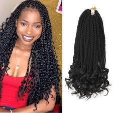 Learn how to do box braids. Synthetic Hair Braids 18inch Box Braids Crochet Hair With Curly Ends Synthetic Ombre Crochet Hair Extensions 22 Strands Pack Buy At The Price Of 8 05 In Aliexpress Com Imall Com