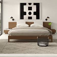 Bed with nightstands attached ✅. Modern Contemporary Floating Platform Bed Allmodern