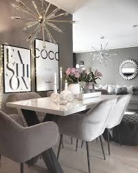 Gray Interior All Gray Interior Silver Walls Silver Chairs Silver Velvet Chairs Silver An Dinning Room Decor Dining Room Inspiration Dining Room Table Decor