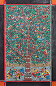 Madhubani Painting Tree Of Life Madhubani Painting Indian Folk Art Indian Art Paintings