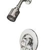These faucets are mounted on the floor and have exposed pipes. 1