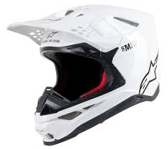 Black And White Dirt Bike Helmet Aomc Mx Alpinestars Supertech S M10 Solid Helmet White