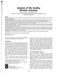 Don't delay your care at mayo clinic featured conditions information and tools for a healthy lifestyle. Pdf Analysis Of The Healthy Lifestyle Consumer