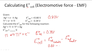 Calculating E Cell Electromotive Force Emf Youtube