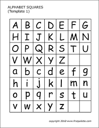 These are wide bold numbers with straight edges and curved corners, making them easy to cut out. Alphabet Letter Squares Free Printable Templates Coloring Pages Firstpalette Com