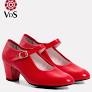 zapato flamenco rojo palo mujer de www.vestidosdesevillanas.com
