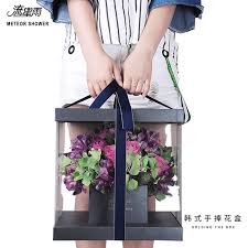 Hand Holding Flowers Square Transparent Flower Box Roses Flowers Packaging Bouquet Gift Box Flower Box Gift Transparent Flowers Flower Boxes
