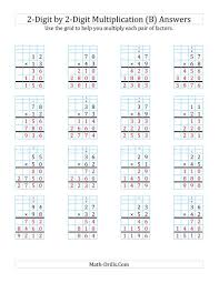 The 2 Digit By 2 Digit Multiplication With Grid Support B Math Worksheet Page 2 In 2020 Multiplication Multiplication Worksheets Printable Math Worksheets
