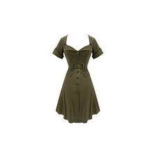 Cadet Green Military Army Vintage 1940s Retro Dress Amazon Co Uk Clothing Found On Polyvore Military Fashion Military Style Dress Retro Inspired Dress