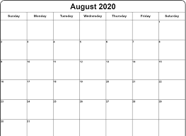Blank August 2020 Calendar Monthly Calendar Printable August Calendar Calendar Printables