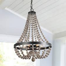 Wood Beaded Chandelier 6 Lights Lnc Home