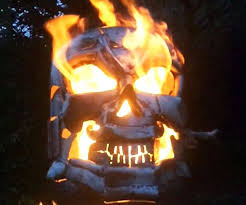 When the log is placed just right and you ignite the fire pit, it appears that the flames are blazing out of the eyes. Ghost Rider Fire Pit