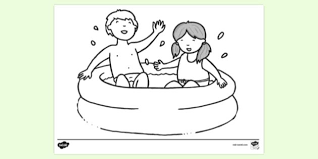 (swimming pool coloring, party pool, pool dye) % Free Pool Party Colouring Page Colouring Sheet