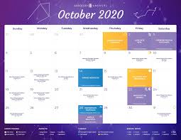 Lovers of home and family, the cancers or crabs are sensitive, emotional, harmonious, dedicated yet fixed. Astrology Calendar October 2020 Astrologyanswers Com