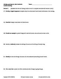 Of Mice And Men By John Steinbeck Guided Reading Worksheets By Mrsnick Guided Reading Worksheets Reading Worksheets Guided Reading