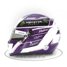 Twitter) lewis hamilton's helmet has the the 'black lives matter' and 'still we rise' engraved on the back of the helmet which is predominantly black in colour with shades of purple. 2020 Lewis Hamilton 1 2 Scale Mini Helmet Formulasports