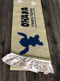 Disney Kitchen Ohana Means Family Burlap Table Runner Table Etsy Burlap Pillows Burlap Table Runners Burlap
