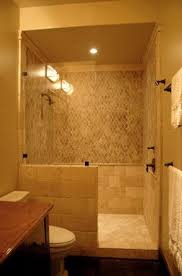 Doorless Shower Design Ideas Pictures Remodel And Decor Small Bathroom With Shower Small Bathroom Remodel Mediterranean Bathroom