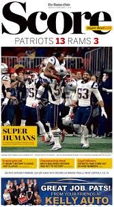 Here's what the globe's actual front page looked like, after the patriots came storming back and the layout editor angrily threw his. Here S The Patriots Super Bowl Win On The Boston Globe S Front Page The Boston Globe