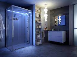 The Perimeter Mood Lighting Of Reloaded Shower Cabin Lights Up This Modern Bathroom During The Night Or Bathroom Wall Decor Outdoor Toilet Toilet Room Decor